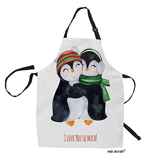 HGOD DESIGNS Penguins Kitchen ApronCute Watercolor Embracing Penguins in Winter Knitted Clothes Kitchen Aprons for Women Men for Cooking Gardening Adjustable Home BibsAdult Size HGOD DESIGNS Penguins Kitchen ApronCute Watercolor Embracing Penguins in Winter Knitted Clothes Kitchen Aprons for Women Men for Cooking Gardening Adjustable Home BibsAdult Size