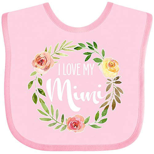 Inktastic I Love My Mimi- Flower Circle Baby Bib Pink 34d4a