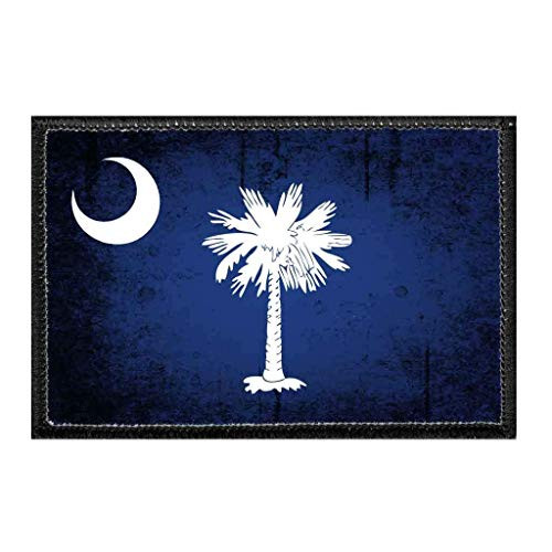 South Carolina State Flag - Color - Distressed Morale Patch - Hook and Loop Attach for Hats Jeans Vest Coat - 2x3 in - by Pull Patch South Carolina State Flag - Color - Distressed Morale Patch - Hook and Loop Attach for Hats Jeans Vest Coat - 2x3 in - by Pull Patch