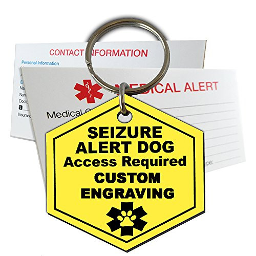 My Identity Doctor Seizure Alert Service Dog Tag Custom Engraved Hexagon Plastic - Yellow - Medium