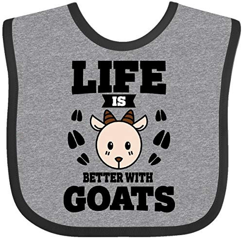 Inktastic Life is Better with Goats Baby Bib Heather and Black 3457b