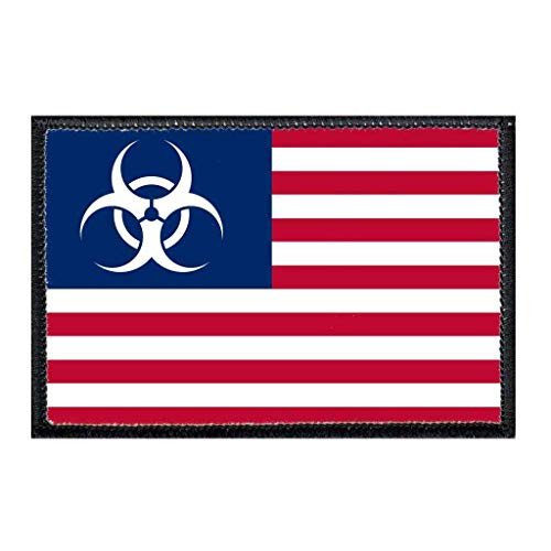 American Flag - Zombie Outbreak Morale Patch - Hook and Loop Attach for Hats Jeans Vest Coat - 2x3 in - by Pull Patch