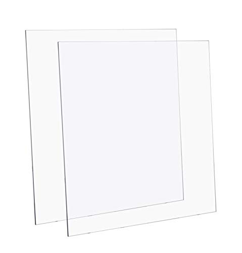 Jusalpha Acrylic Sheet Clear Cast Plexiglass 12 x 12 Square Panel 1/8 Thick -3mm- Transparent Acrylic Glass Board with Protective Paper for Signs DIY Display Projects Craft -Pack of 2-