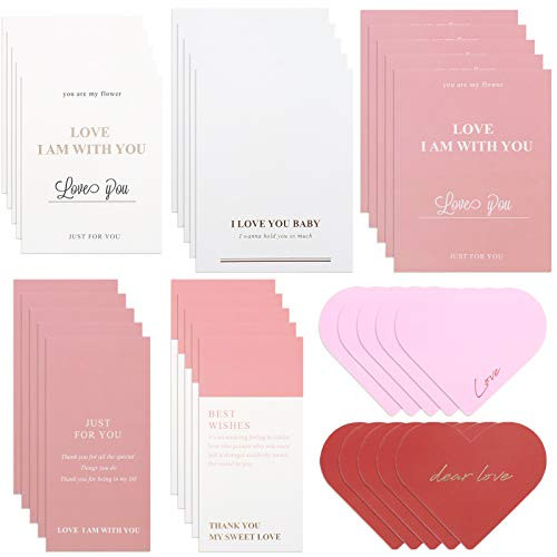 TUANTUAN 35 Pack Valentines Day Cards with Envelopes Love Note Cards Blank Valentines Day Greeting Cards Heart Card for Wedding Valentine Lover Husband Wife Boyfriend Girlfriend