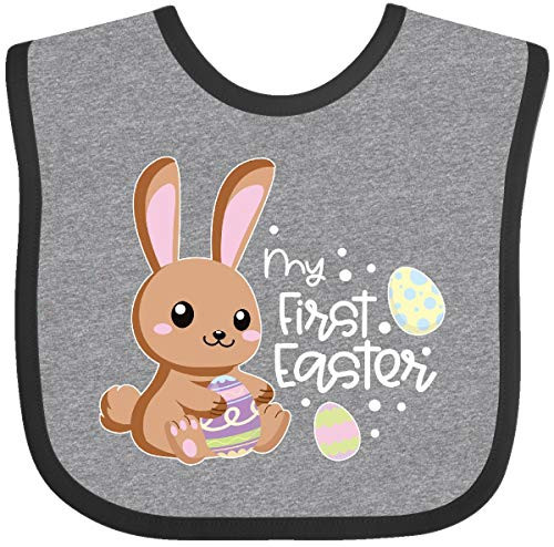 Inktastic My 1st Easter with Cute Brown Bunny Baby Bib Heather and Black 3e501 Inktastic My 1st Easter with Cute Brown Bunny Baby Bib Heather and Black 3e501