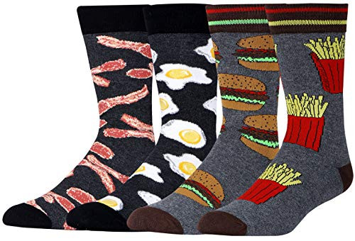 Mens Funny Bacon Crew Socks for Women Novelty Funny Patterns Casual Dress Socks Size 9-13