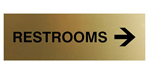 Signs ByLITA Basic Restrooms Right Arrow Directional Sign -Brushed Gold- - Large