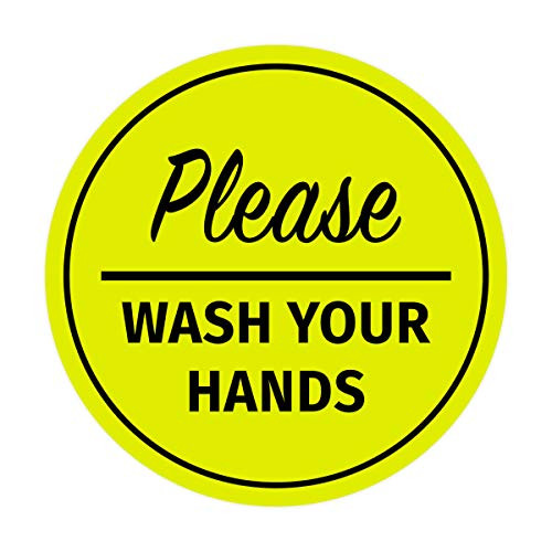 Signs ByLITA Circle Please Wash Your Hands Sign -Yellow/Black- - Large
