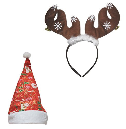 Petitebella Xmas Costume Santa High Hat Brown Snowflake Reindeer Headband Set -One Size-
