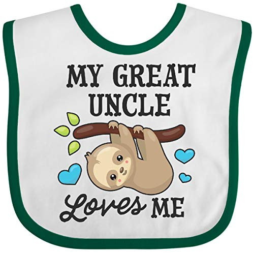 Inktastic My Great Uncle Loves Me with Sloth and Baby Bib White and Green 2f254