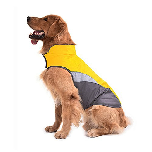 SILD Dog Jacket Outdoor Indoor Activities Waterproof Windproof Reflective Dog Cold Weather Winter Coat Dog Vest Autumn Pet Apparel for Small Medium Large Dog -L Yellow-