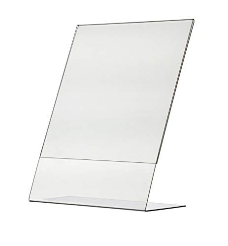 Marketing Holders Slanted Desk Sign Holder Plastic 8 1/2 inch x 11 inch Clear Side Load Menu Notice Display Frame