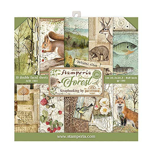 STAMPERIA INTERNATIONAL KFT PAPER PAD 8X8 10PK FOREST 20.3 x 20.3 -8 inch x 8 inch- Multicoloured STAMPERIA INTERNATIONAL KFT PAPER PAD 8X8 10PK FOREST 20.3 x 20.3 -8 inch x 8 inch- Multicoloured