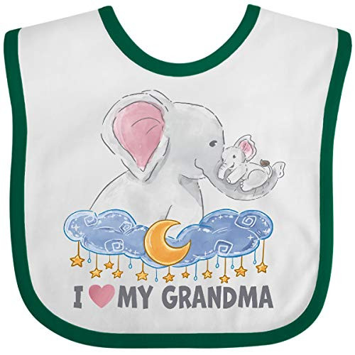 Inktastic I Love My Grandma Elephant Family Baby Bib White and Green 3bddc