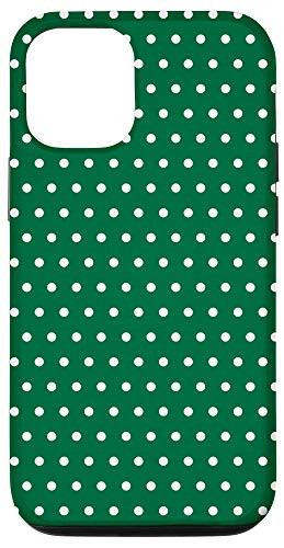 iPhone 12/12 Pro Case Kelly Green Case Green and White Polka Dots Phone Case