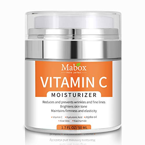 Mabox Vitamin C Skin Care Moisturizer Cream for Face and Body with Vit E Hyaluronic Acid Niacinamide and Jojoba Oil for Age Spots and Uneven Skin Tone Dark Spot Remover Anti-Aging -1.7 Fl. Oz-