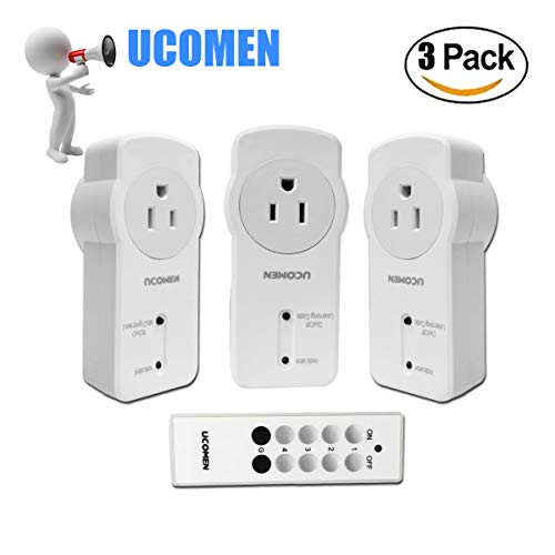 UCOMEN Wireless Remote Control Electrical Outlet Switch for Household Appliances, White (3Rx-1Tx) UCOMEN Wireless Remote Control Electrical Outlet Switch for Household Appliances, White (3Rx-1Tx)