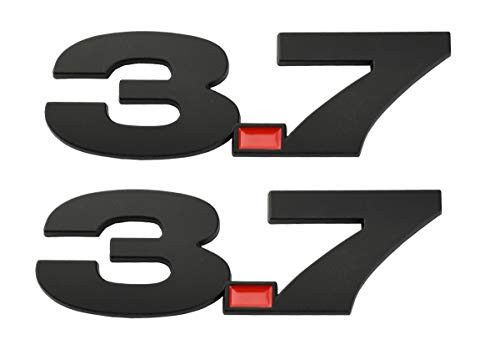 2pcs 3.7 Fender Side Emblems Badge 3D Decal Sticker Replacement for Mustang -Black-