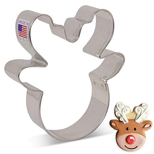 Ann Clark Cookie Cutters Reindeer Head / Face Cookie Cutter by Flour Box Bakery 4 inch
