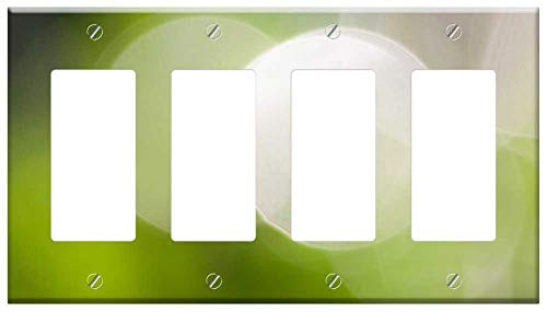 Switch Plate 4 Gang Rocker/GFCI - Bokeh Green Out Of Focus Blurry Blur Circle