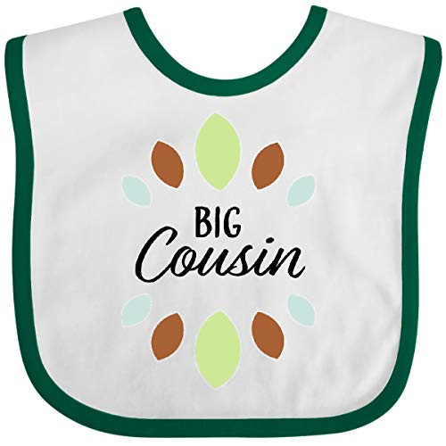 Inktastic Big Cousin with Green Brown Light Teal Baby Bib White and Green 334c1