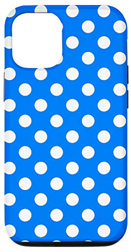 iPhone 12/12 Pro Blue White Polka Dot Circle Pattern Gift for Girls Women Case