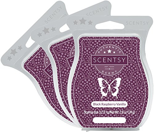 Scentsy, Black Raspberry Vanilla, Wickless Candle Tart Warmer Wax 3.2 Oz Bar, 3-pack (3)