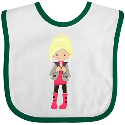 Inktastic Fashion Girl Blonde Hair Brown Baby Bib White and Green 39e00