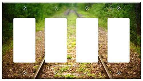Switch Plate 4 Gang Rocker/GFCI - Railway Line Railway Travel Seemed Away Traffic