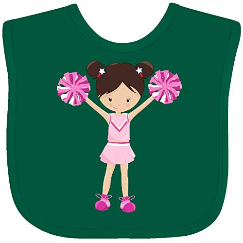 Inktastic Cheerleaders Girl with Brown Hair Pink Uniform Baby Bib Green 39d9e