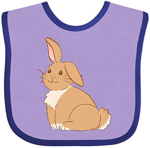 Inktastic Easter Cute Floppy Ear Brown Bunny Baby Bib Lavender and Purple 3a6cc