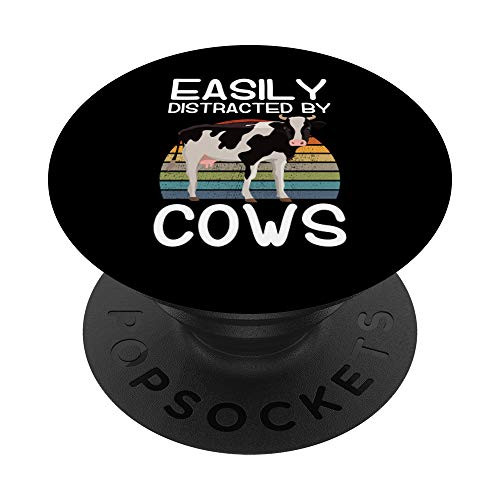 Cow Clothes Cattle Farmer Gift Easily Distracted By Cows PopSockets PopGrip Swappable Grip for Phones  and  Tablets