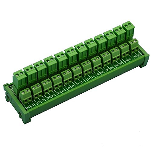 Electronics-Salon DIN Rail Mount Pluggable 12x2 Position 10A/300V Screw Terminal Block Distribution Module. (Side Wire Connects)