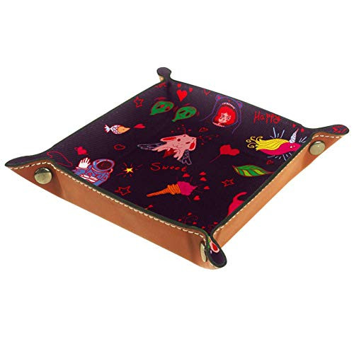 Brown Lover Aliens Rabbit Nicorn Folding Dice Tray PU Leather Dice Holder Rolling Trays for RPG Dice Gaming D and D and Other Table Games