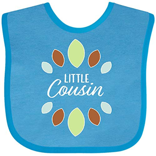 Inktastic Little Cousin with Green Brown Light Teal Baby Bib Turquoise 334c6