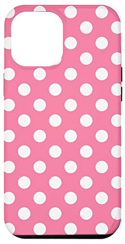 iPhone 12 Pro Max Pink White Polka Dot Circle Pattern Gift for Girls Women Case