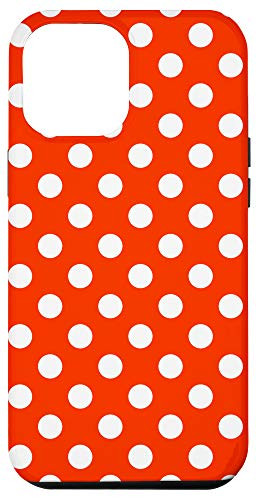 iPhone 12 Pro Max Red White Polka Dot Circle Pattern Gift for Girls Women Case