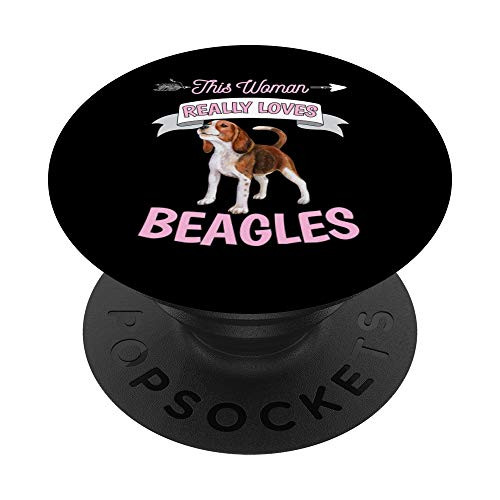 Womens This Woman Really Loves Beagles Gift Beagle PopSockets PopGrip Swappable Grip for Phones  and  Tablets