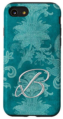iPhone SE -2020- / 7 / 8 Teal floral Initial letter B monogram teal ornamental Case