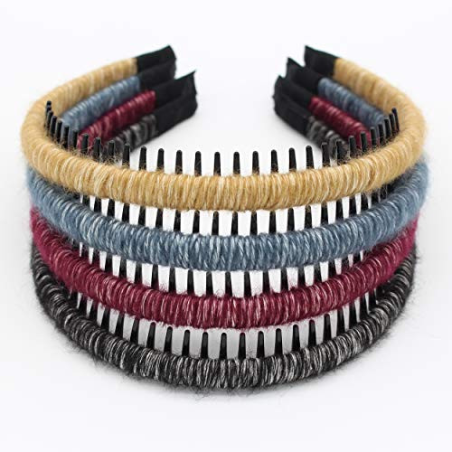 JOBAND wool Knitting hair hairbands Headbands for women Fashion Hair Accessories Non-slip hair band Resin comb teeth hair hoop -4 color-