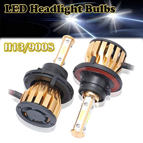 2PCS H13/9008 LED Headlight Bulbs High Beam and Low Beam All-in-one Conversion Kit Super Bright Car LED Bulbs with 4-Sides COB Chips 100W 20000LM 6000K -Pure White-