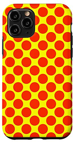 iPhone 11 Pro Red Yellow Polka Dot Circle Pattern Gift for Girls Women Case