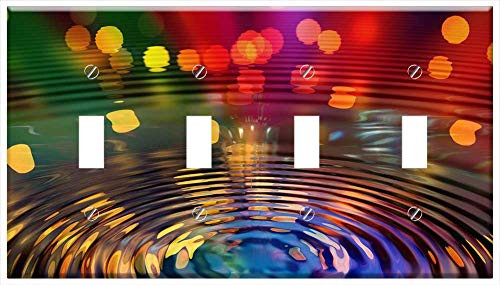 Switch Plate 4 Gang Toggle - Bokeh Background Abstract Circle Points 2