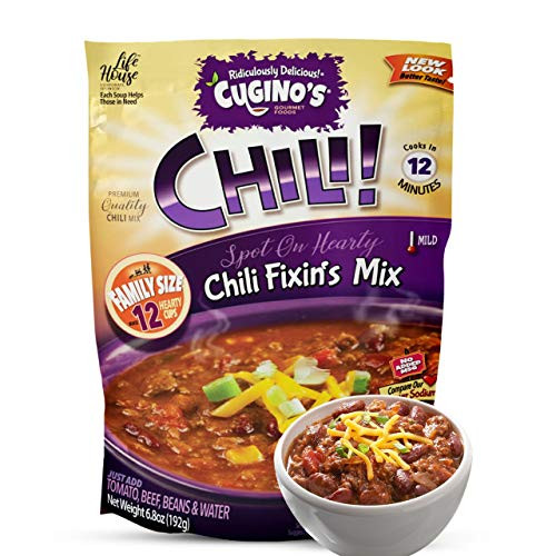 Cuginos Chili Fixins Mix 2 Pack Traditional Mild Seasoning with Zesty Herbs Spices and Vegetables for Hearty Flavors Cooks in 12 Minutes Made in the USA