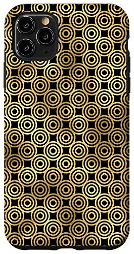 iPhone 11 Pro Max Black and Golden Art Deco Vintage Retro Geometric Circles Case