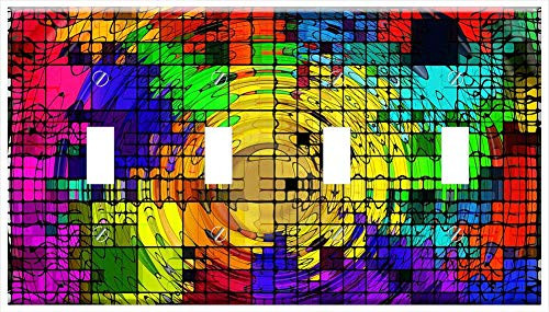 Switch Plate 4 Gang Toggle - Abstract Circle Wave Squares Background Pattern