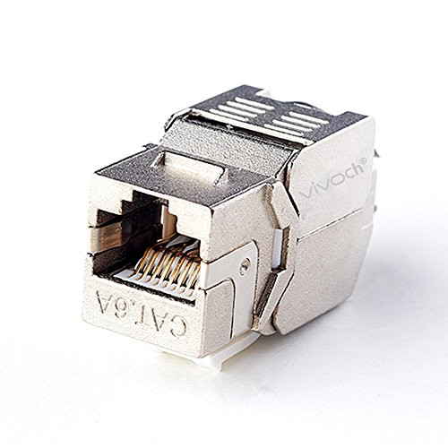 VIVOCH, Cat6A RJ45 FTP Tool-less Type Zinc Alloy Module Shielded Keystone Jack Adapter 10 Gigabit Modular Jack (5 pcs/pack)