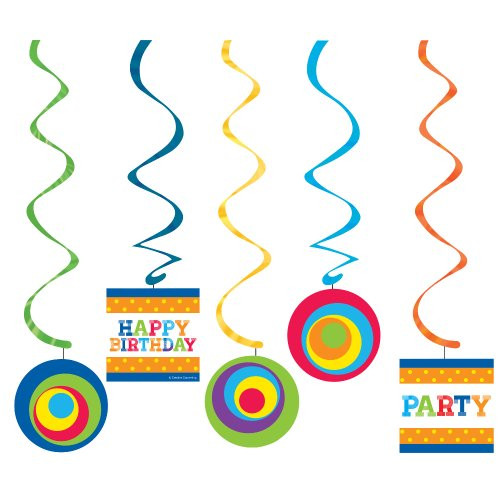 Creative Converting Party Decoration 5 Count Dizzy Danglers Mod Circle Birthday