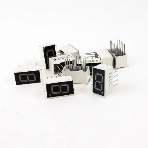 uxcell 10 Pcs Common Cathode 10-Pin 1 Bit 7 Segment 0.36 inch Red LED Display Digital Tube