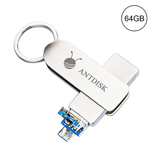 AntDisk USB Flash Drive 3.0 Flash Drive 2 in 1 64GB High Speed Memory Stick Thumb Storage